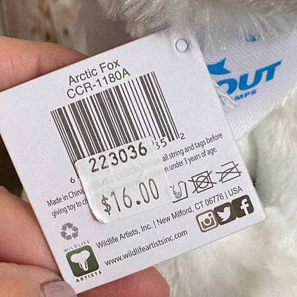 Wildlife Artists Trout Lake Camps Arctic Fox Plush Stuffed Animal Toy White 6'' - Picture 9 of 13